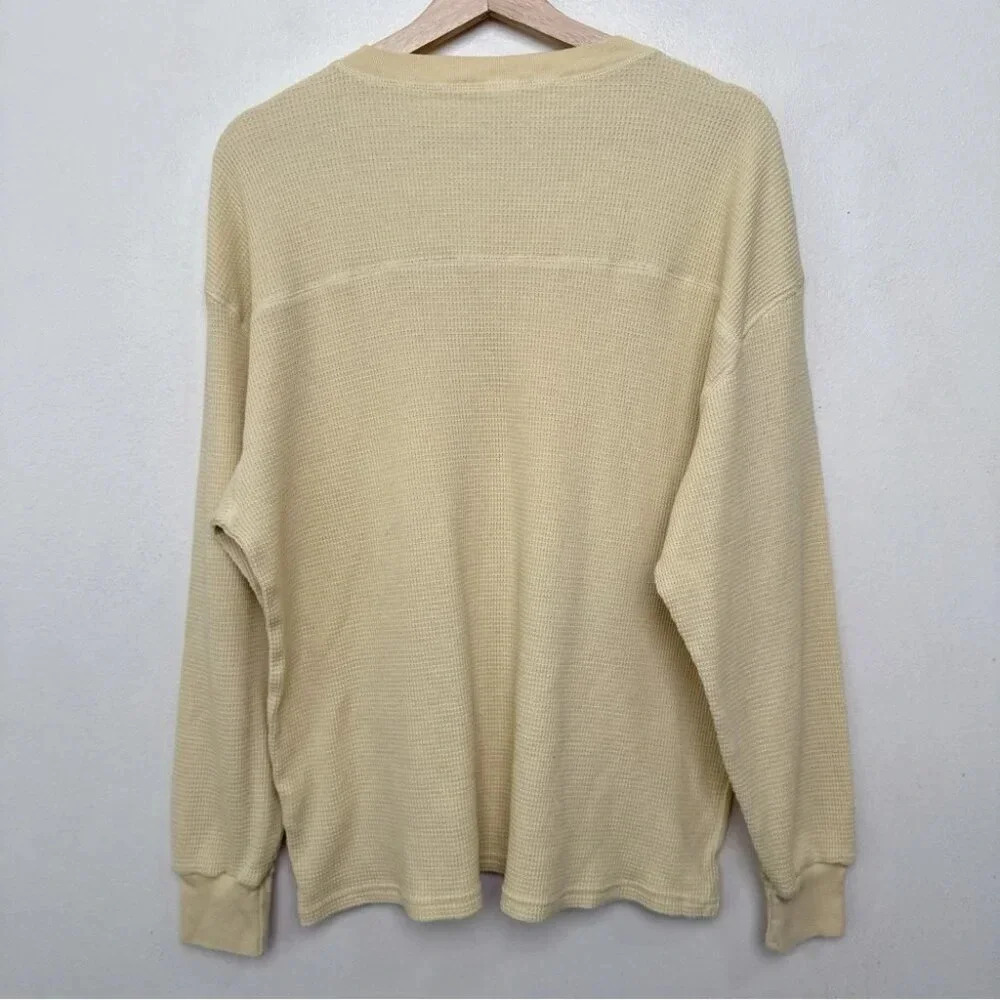 Aritzia Womens Tna Small Waffle  Yellow Long Sleeve Top - Picture 14 of 14